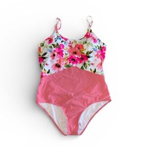 Coral Reef Swim Pink Floral Women's One-Piece XXL